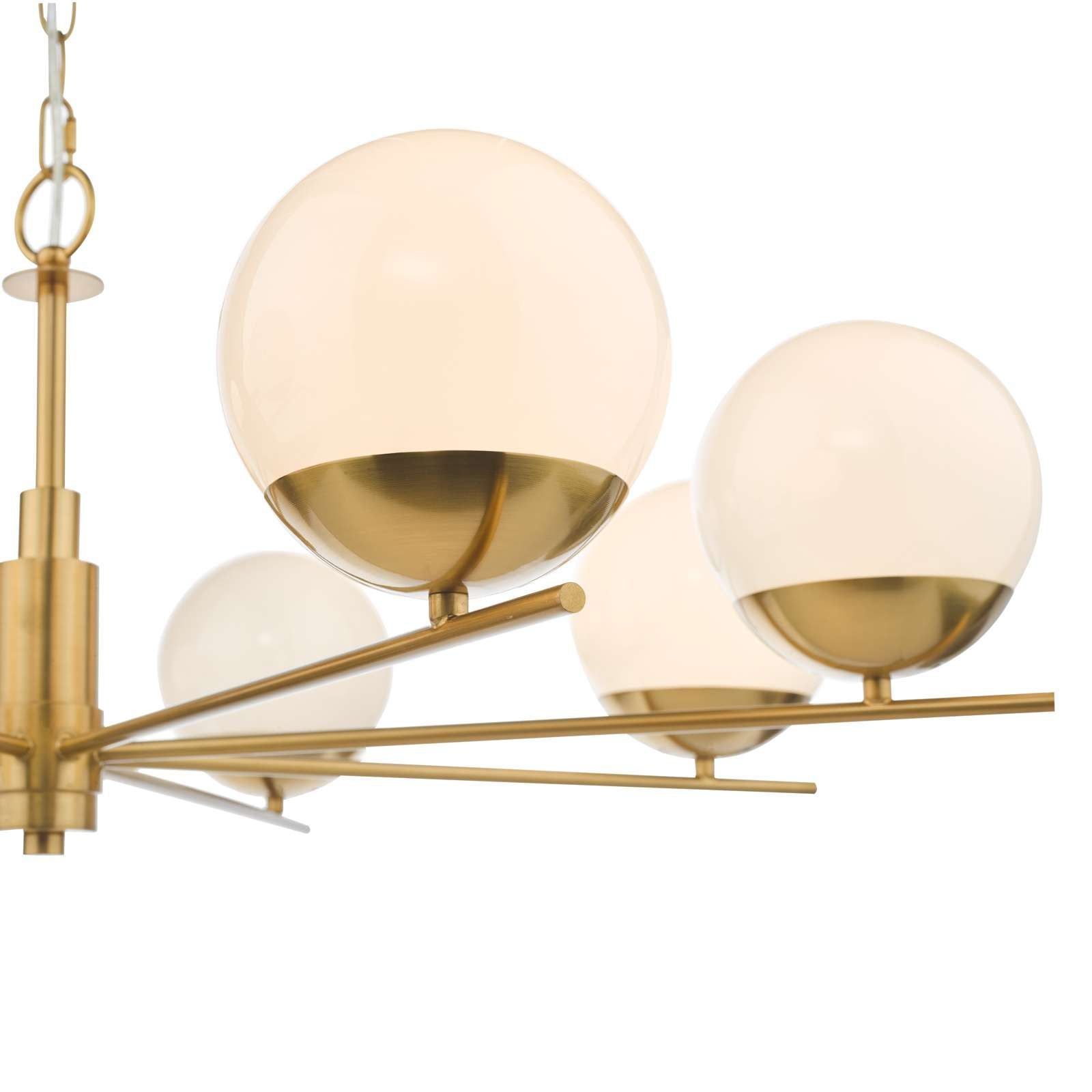 Dar Bombazine Centre Ceiling Light - Natural Brass & Opal Glass IP20