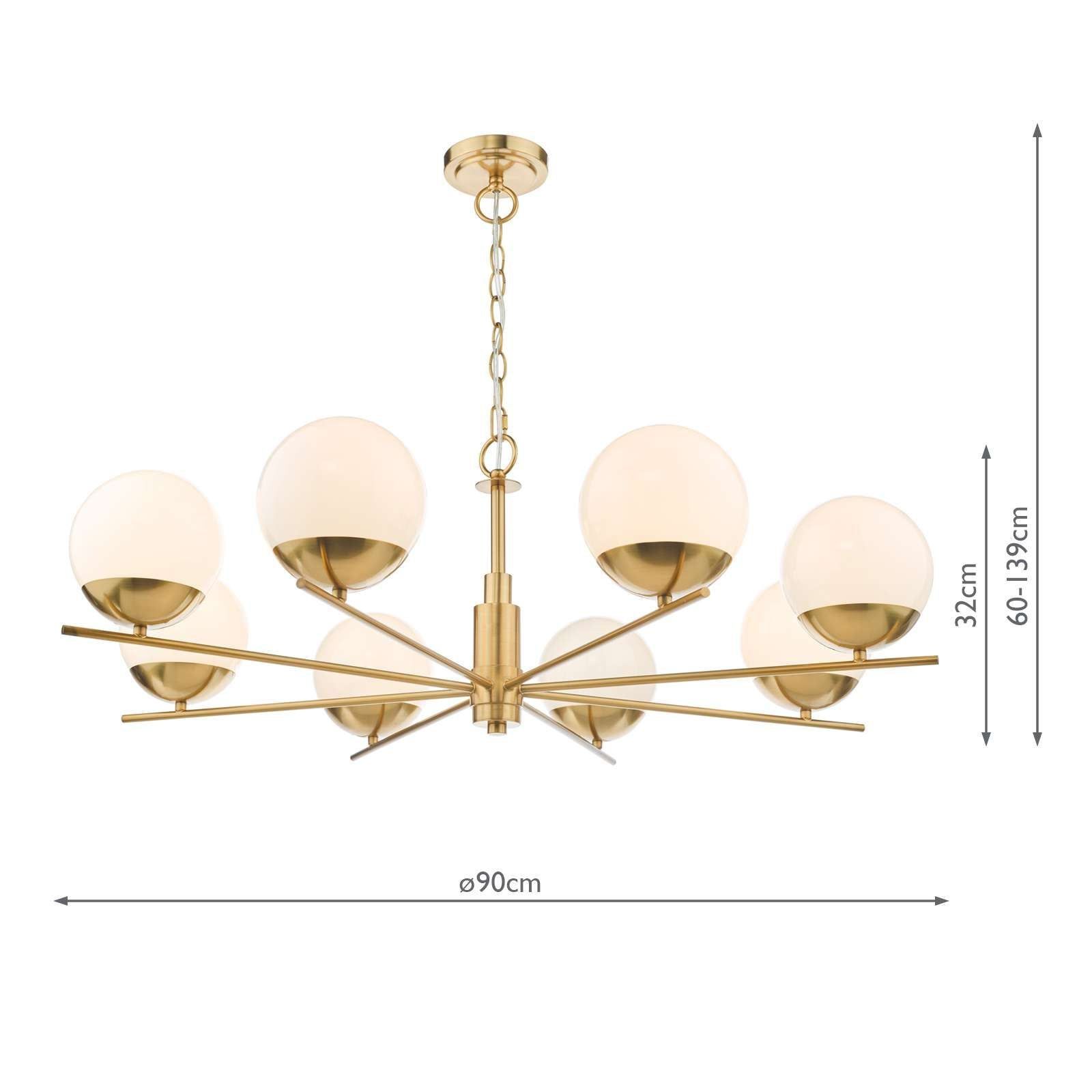 Dar Bombazine Centre Ceiling Light - Natural Brass & Opal Glass IP20