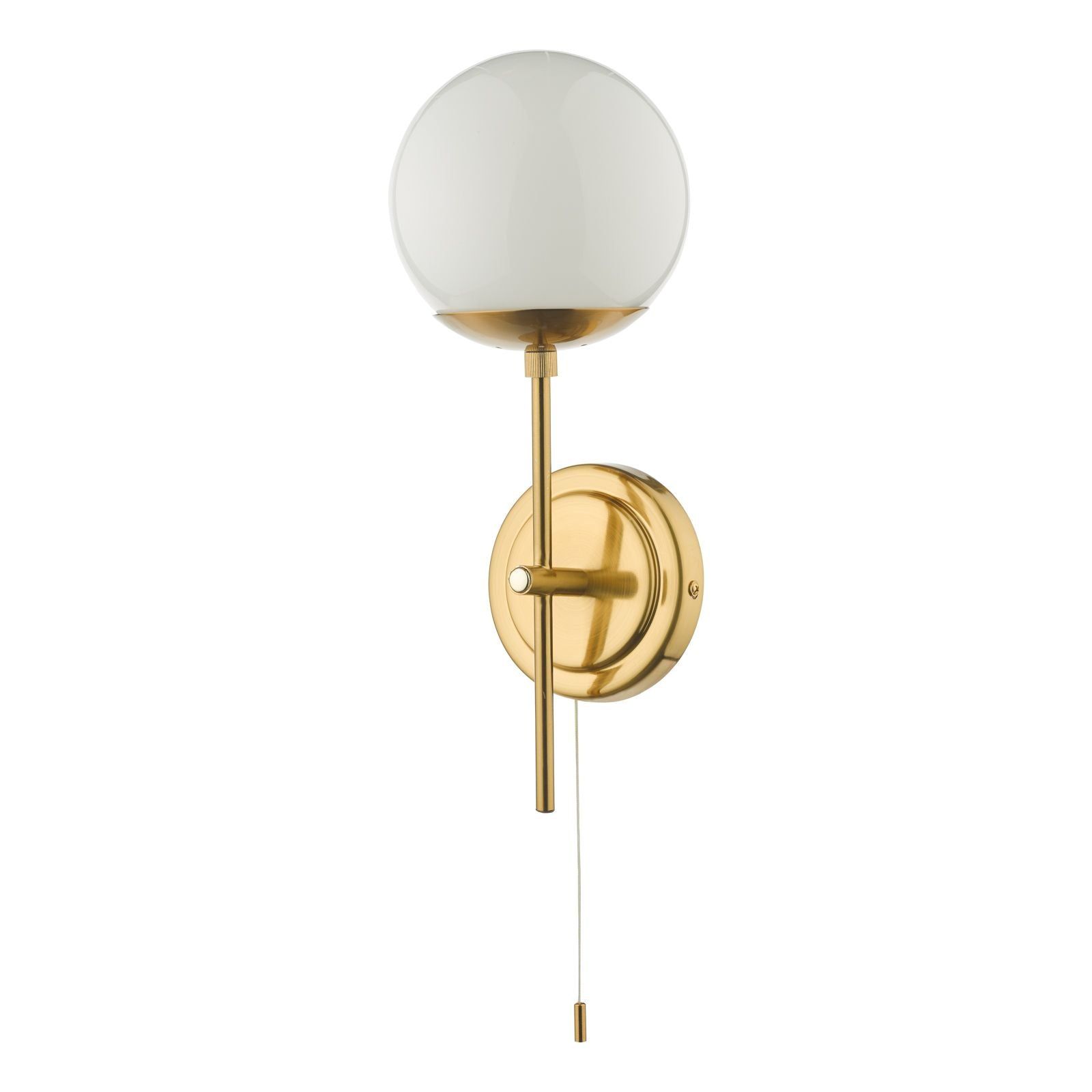 Dar Bombazine Wall Light - Natural Brass & Opal Glass IP20