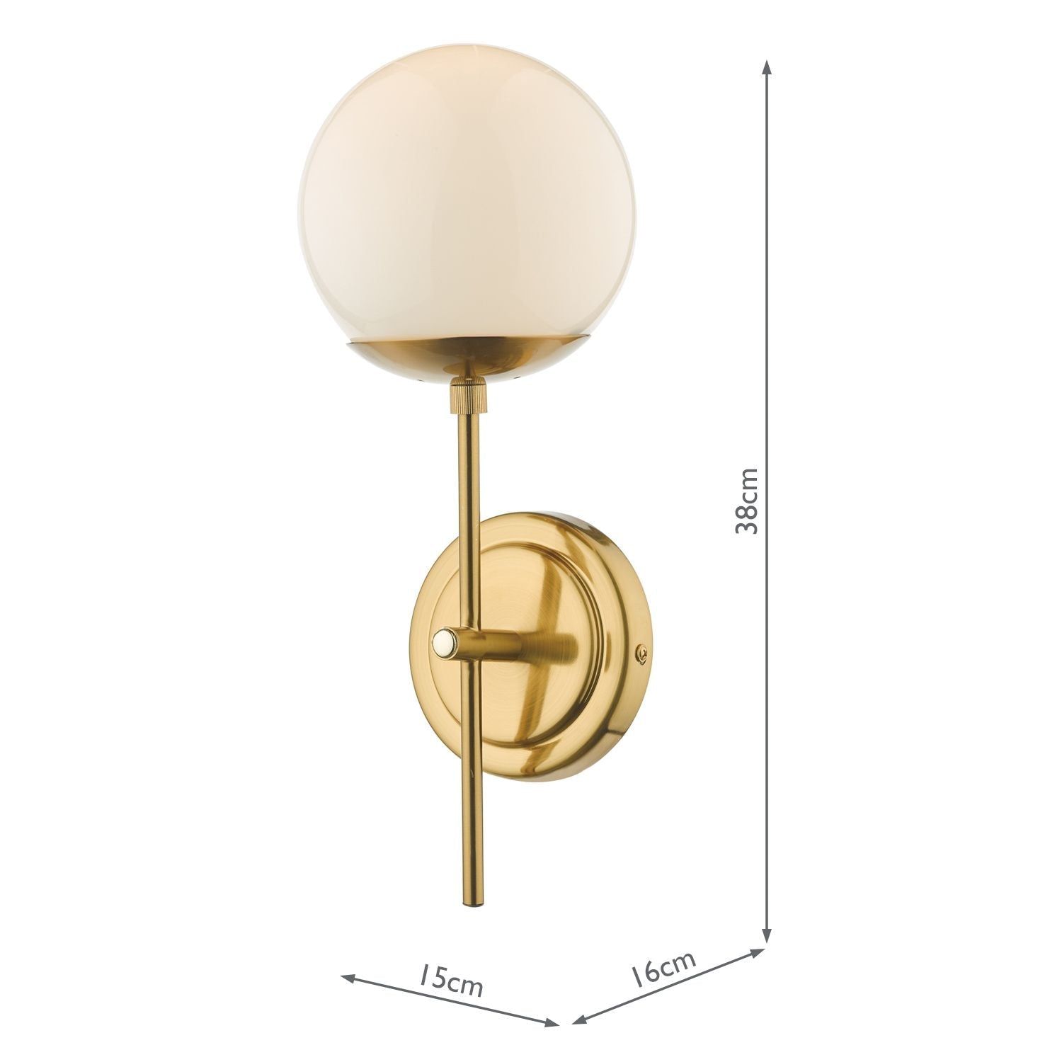 Dar Bombazine Wall Light - Natural Brass & Opal Glass IP20