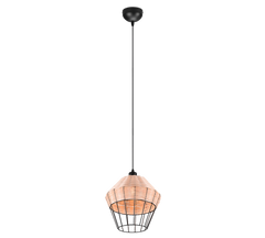 Borka Hanging Pendant - Black / Natural Rattan Finish