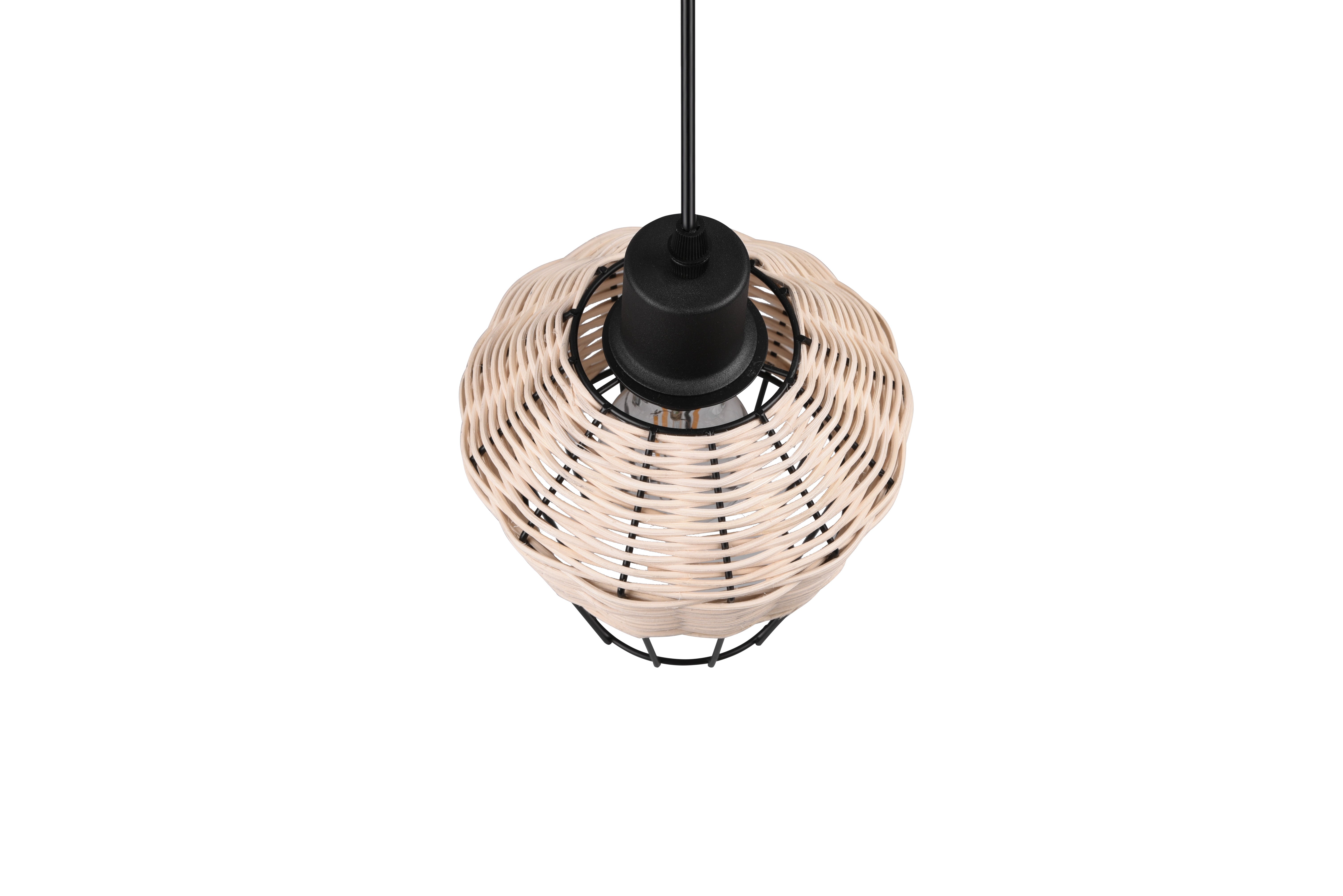 Borka Hanging Pendant - Black / Natural Rattan Finish