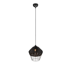 Borka Hanging Pendant - Black / Natural Rattan Finish