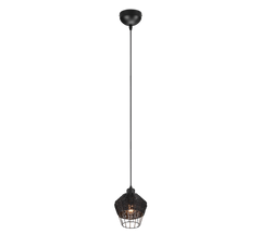 Borka Hanging Pendant - Black / Natural Rattan Finish