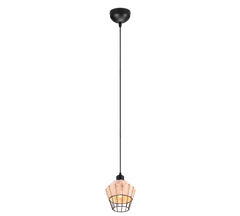 Borka Hanging Pendant - Black / Natural Rattan Finish