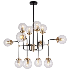 Boston 12Lt Double Height Ceiling Light - Brass & Black Finish