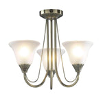 Boston 3 Light Semi Flush Antique Brass complete with glass - Cusack Lighting