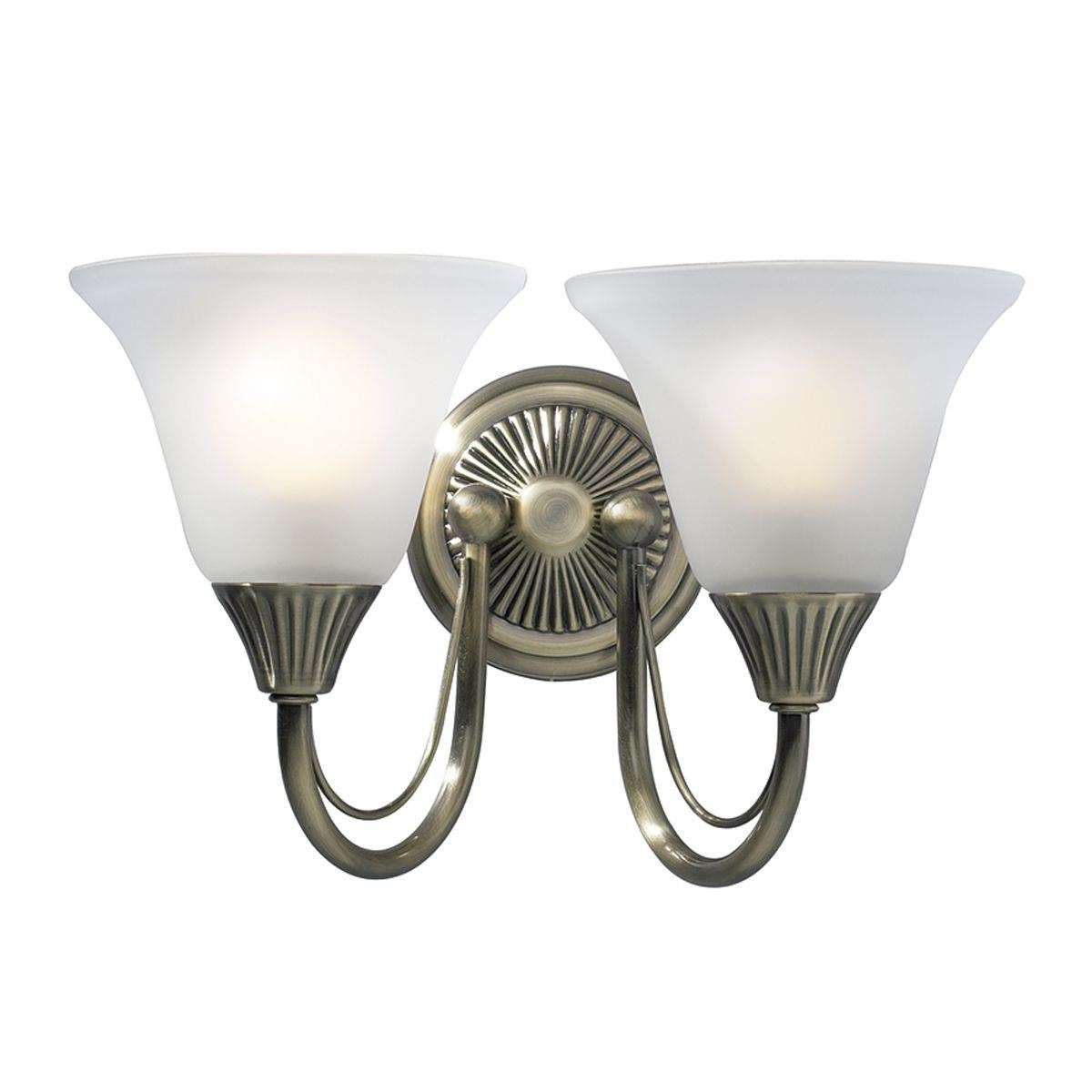 Dar Boston Double Wall Bracket Antique Brass - Cusack Lighting