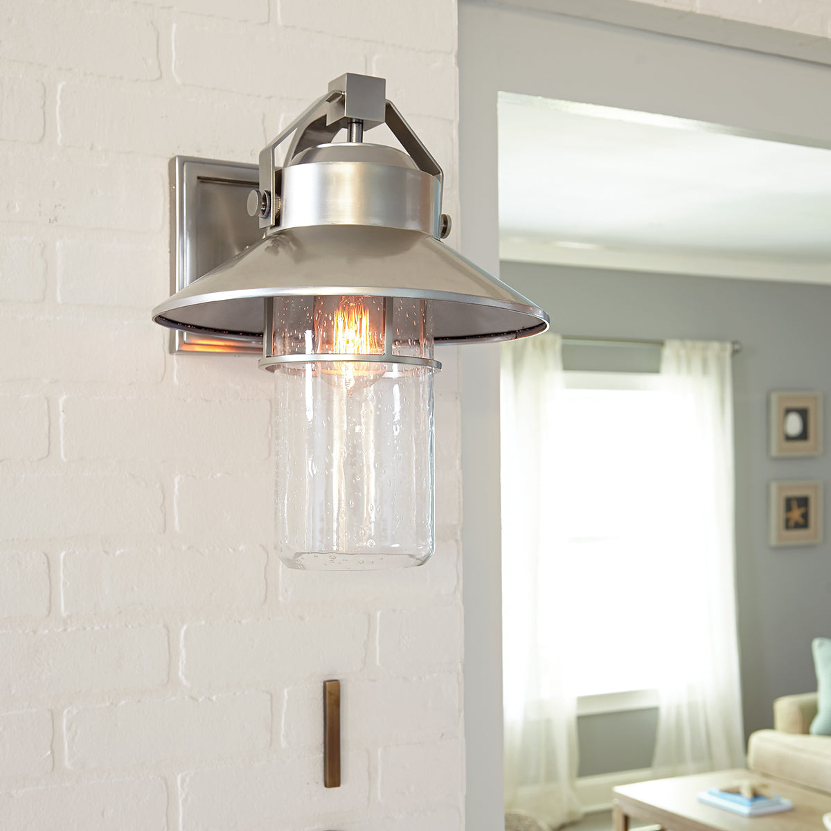Boynton Small Wall Lantern – Brushed Steel Finish