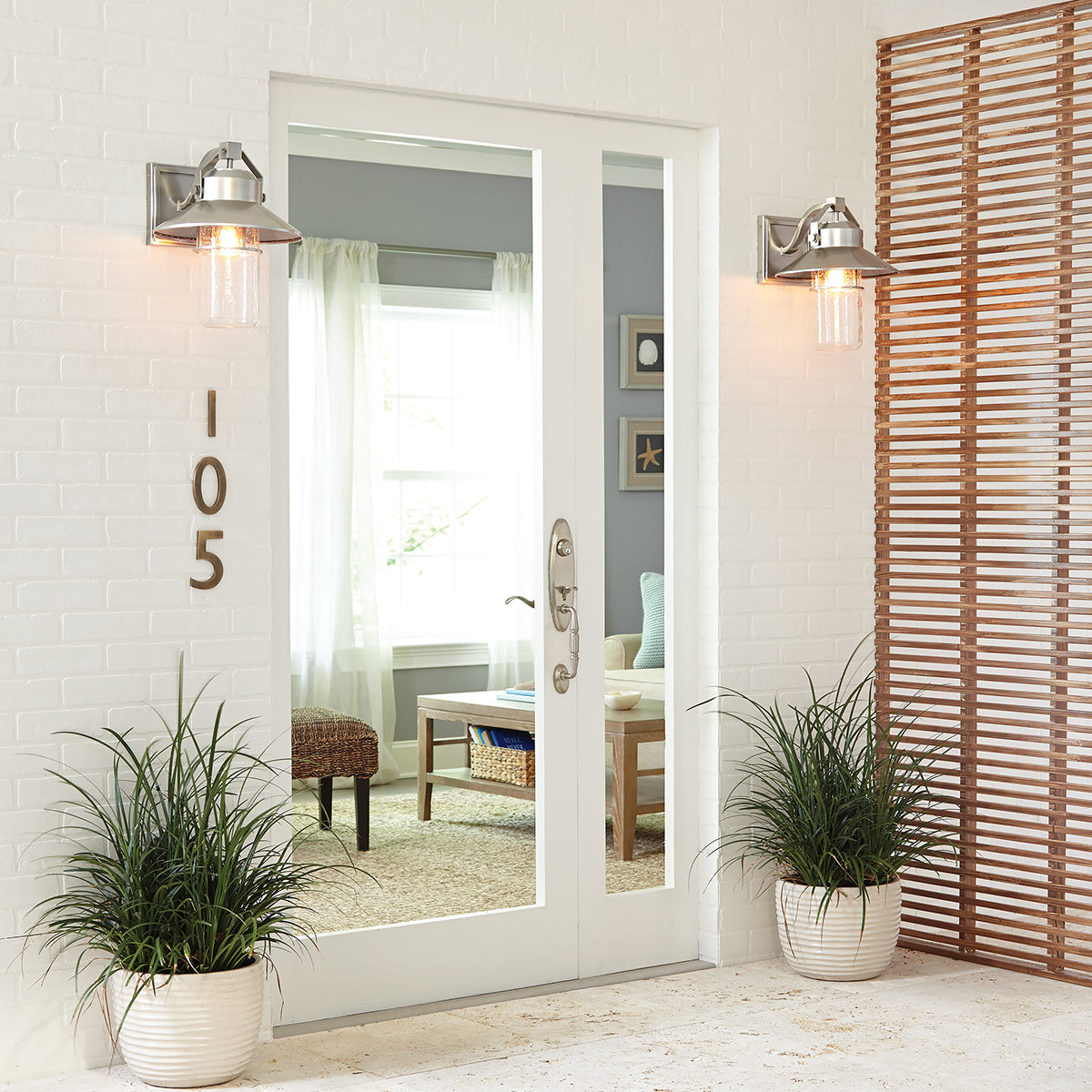 Boynton Small Wall Lantern – Brushed Steel Finish