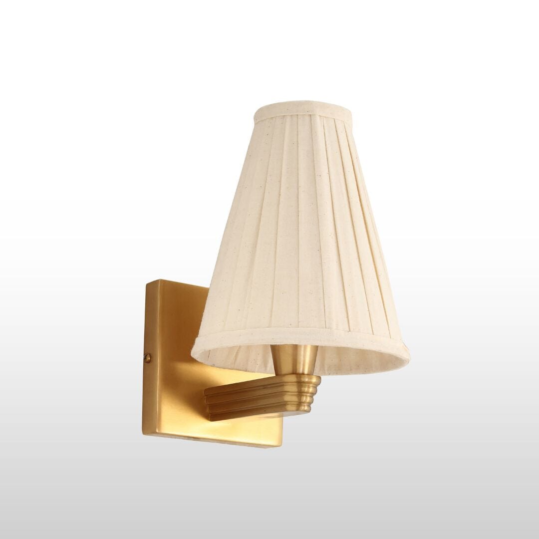 Brass Wall Lamp with Pleated Tall Empire Shade