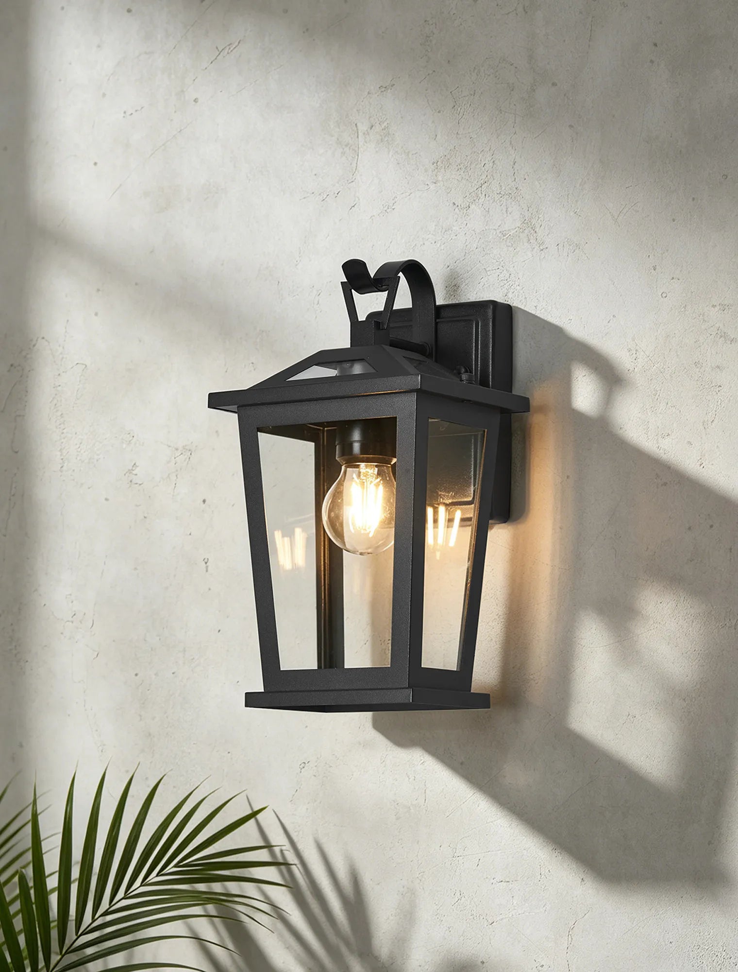 Bury Down Tapered Rectangle Wall Lamp- Satin Black/Clear Glass