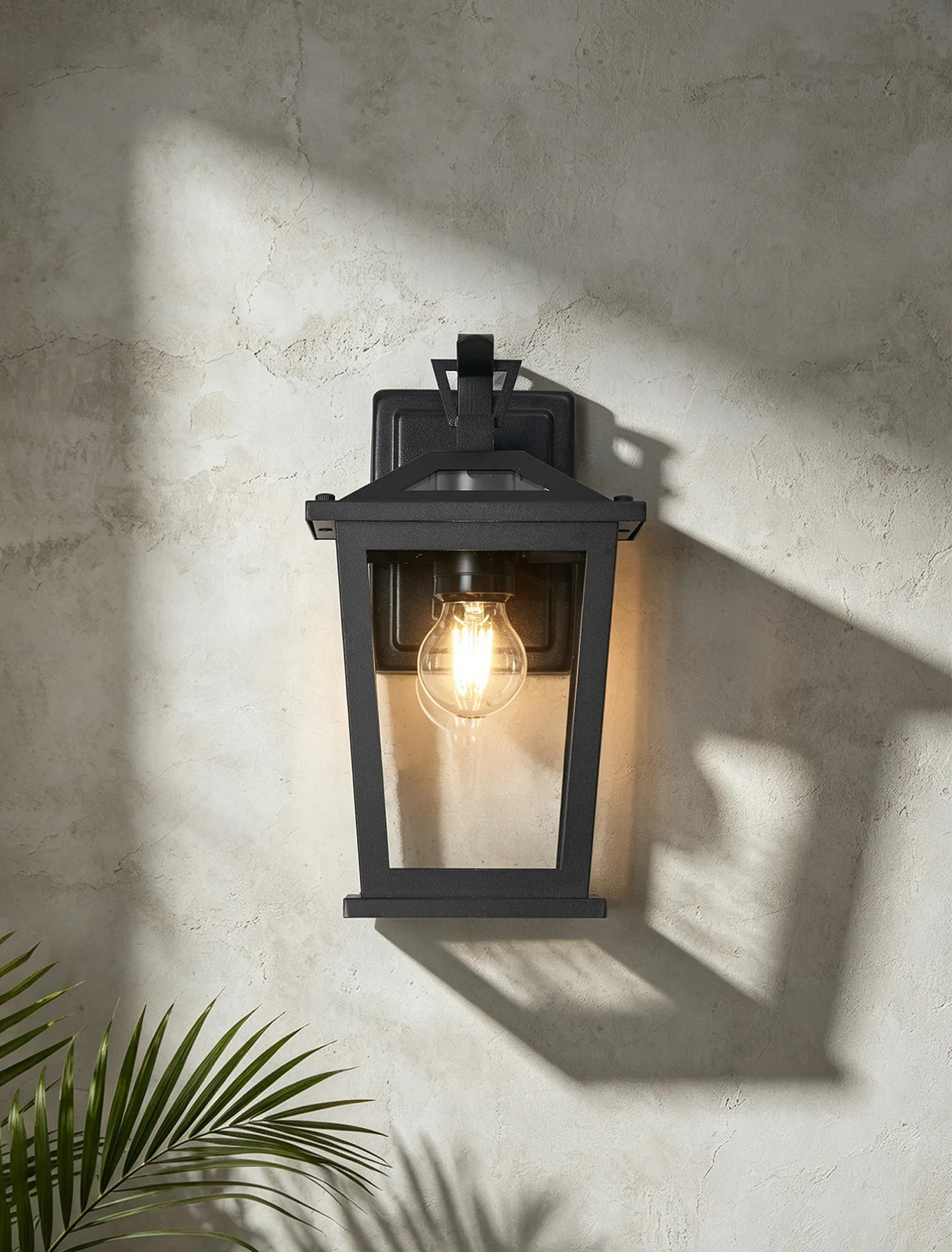 Bury Down Tapered Rectangle Wall Lamp- Satin Black/Clear Glass