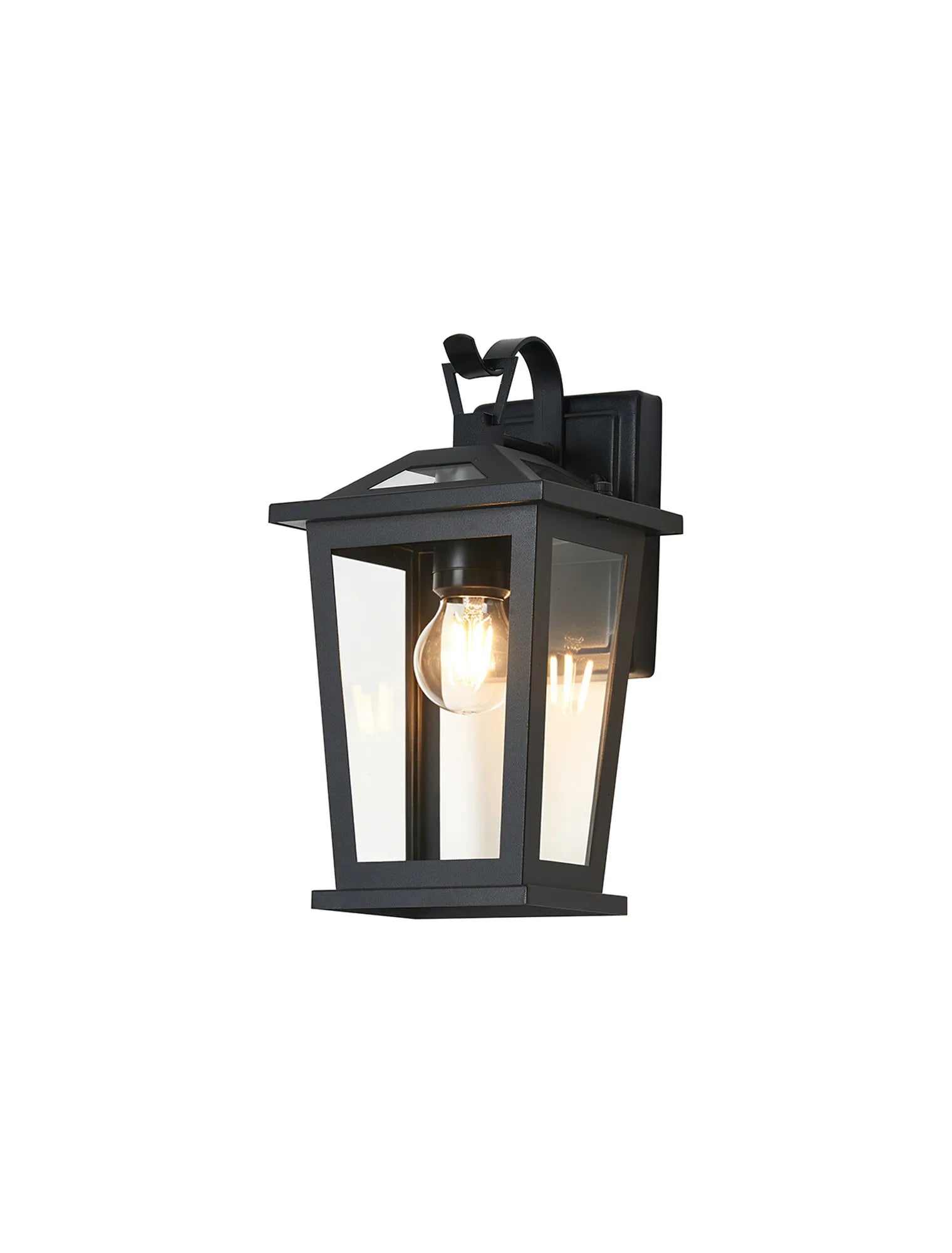 Bury Down Tapered Rectangle Wall Lamp- Satin Black/Clear Glass