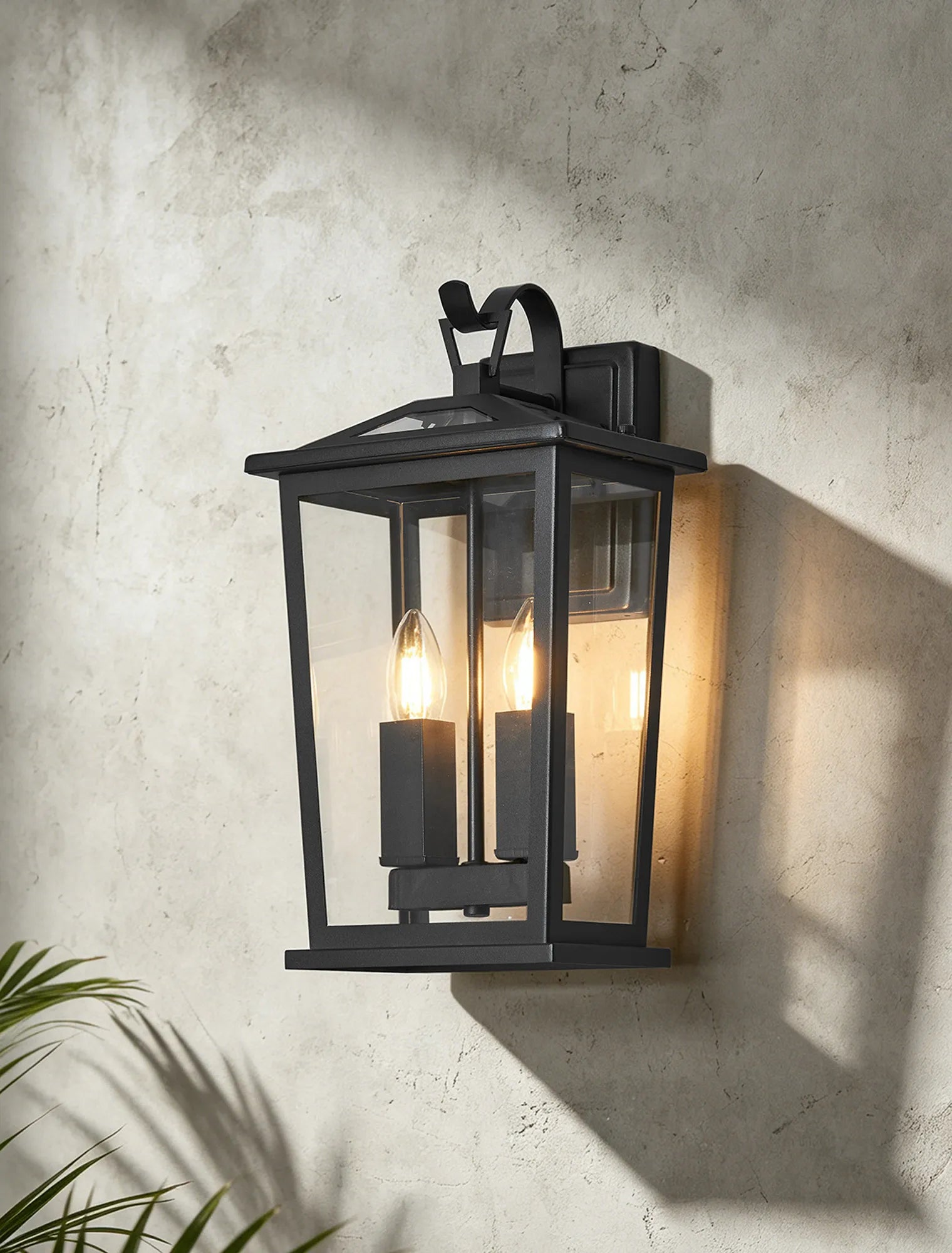 Bury Down Tapered Rectangle Wall Lamp- Satin Black/Clear Glass