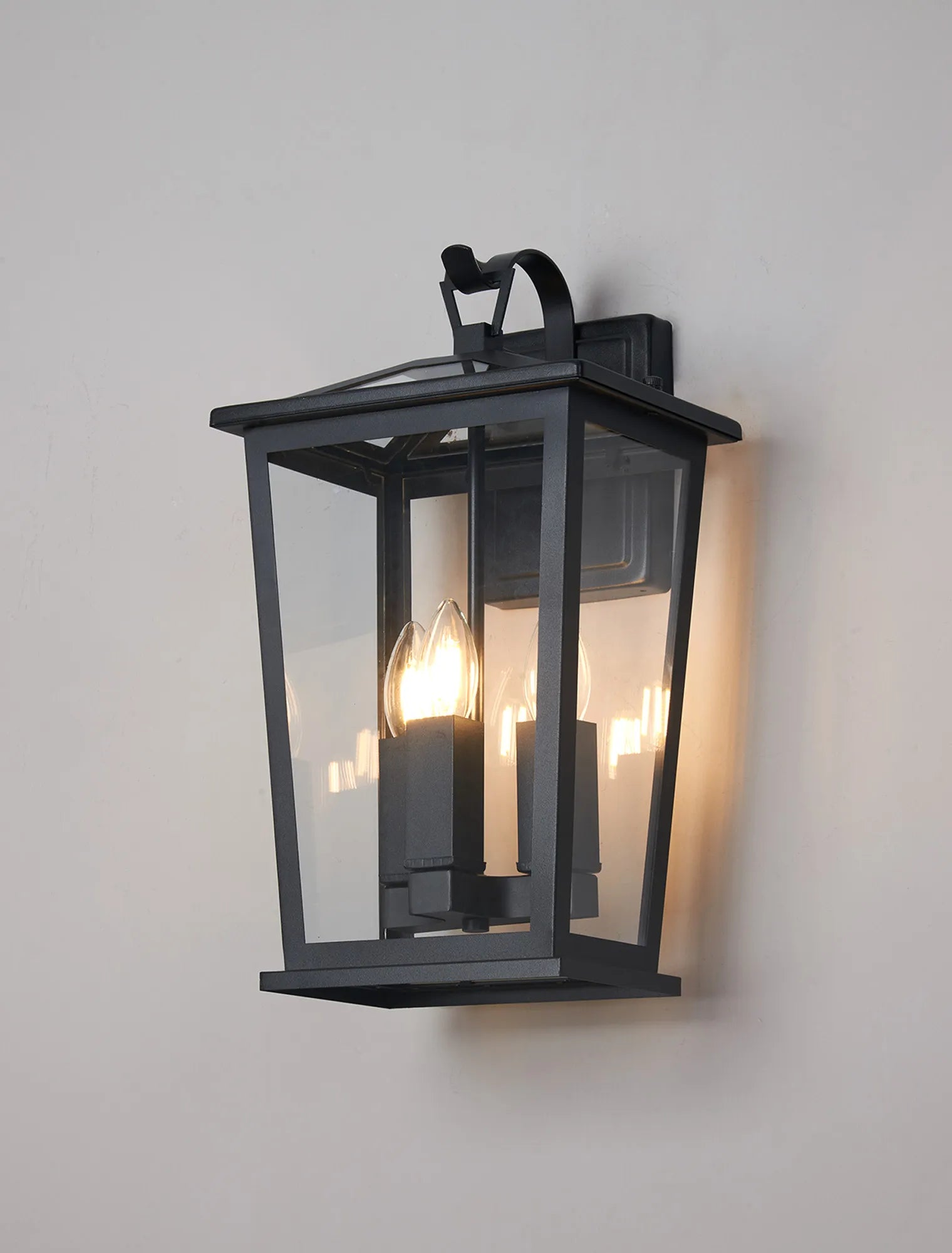 Bury Down Tapered Rectangle Wall Lamp- Satin Black/Clear Glass