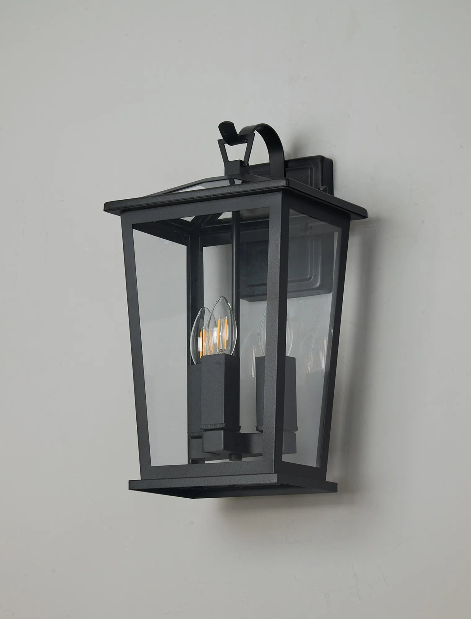 Bury Down Tapered Rectangle Wall Lamp- Satin Black/Clear Glass