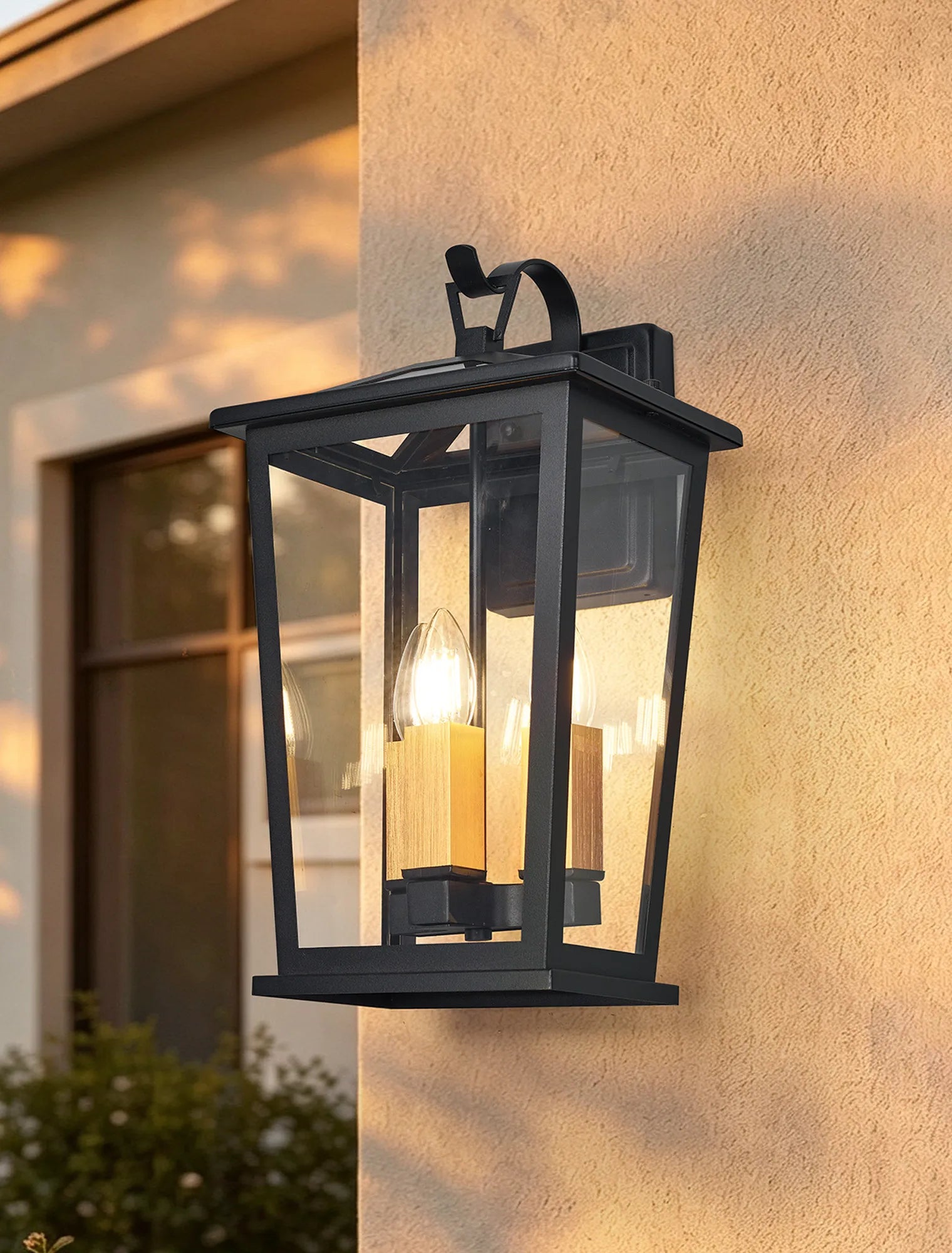 Bury Down Tapered Rectangle Wall Lamp- Satin Black/Clear Glass
