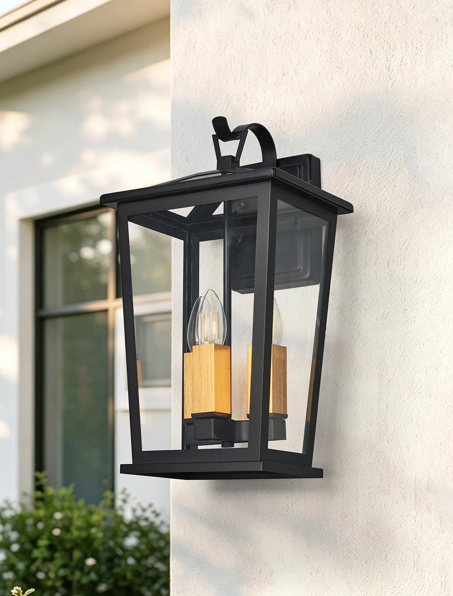 Bury Down Tapered Rectangle Wall Lamp- Satin Black/Clear Glass