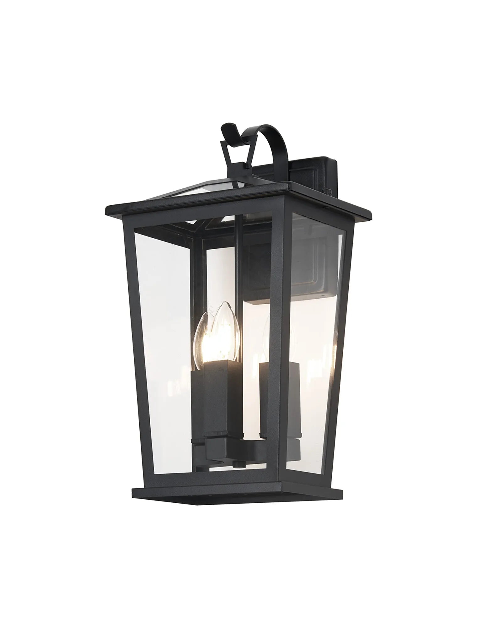 Bury Down Tapered Rectangle Wall Lamp- Satin Black/Clear Glass
