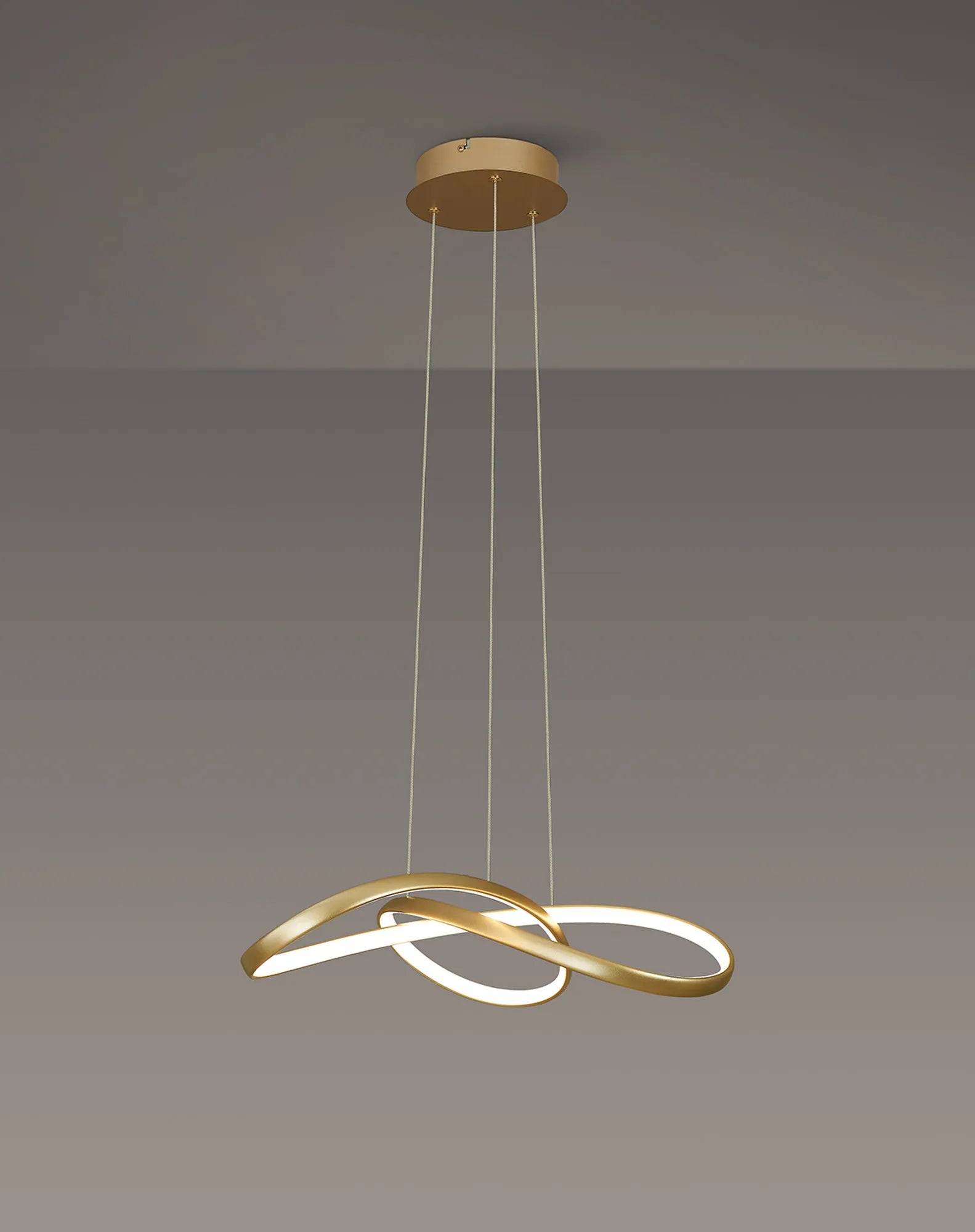 Berte Triac 3000K Dimmable Twisted Pendant- Champagne Gold