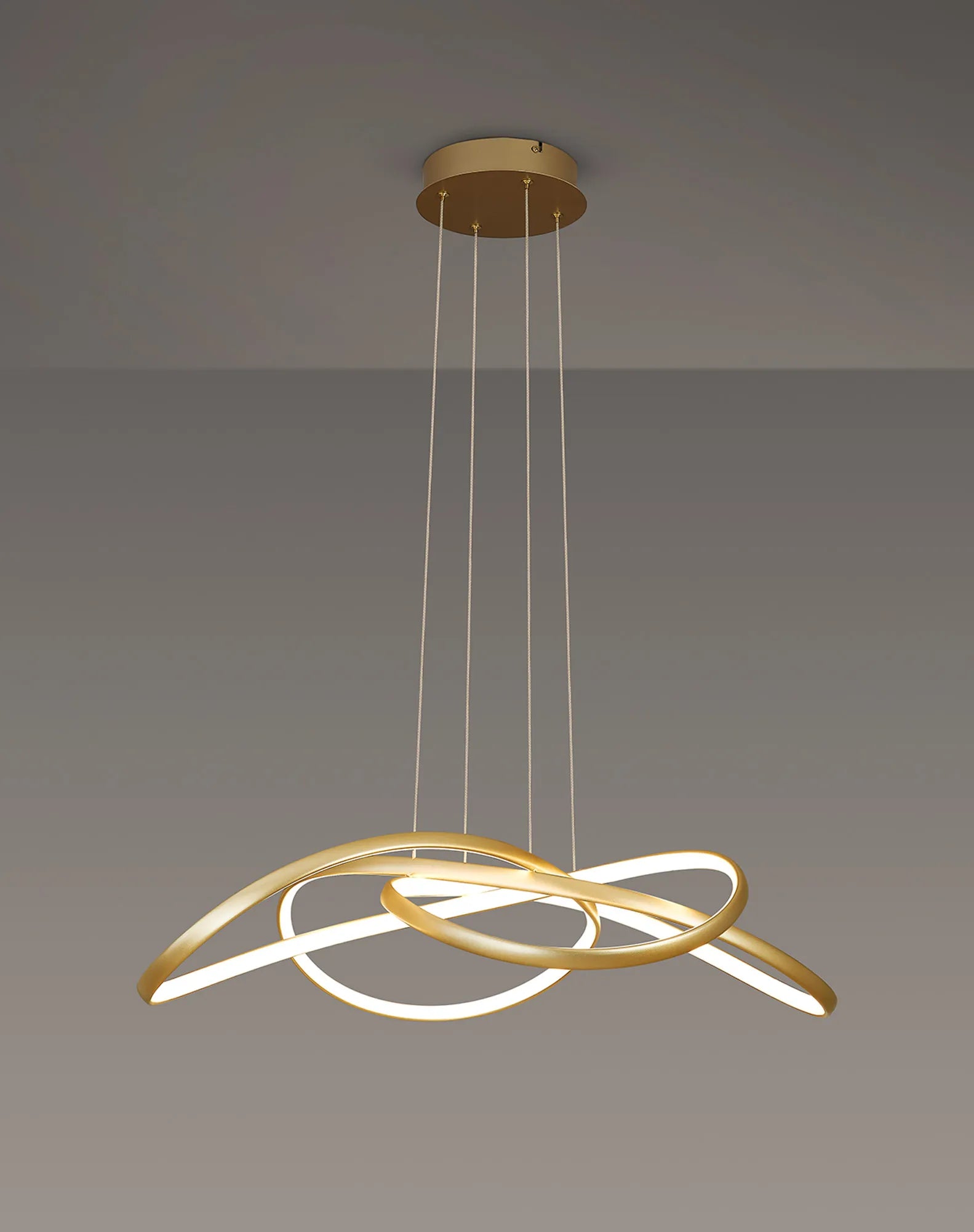 Berte Triac 3000K Dimmable Twisted Pendant- Champagne Gold
