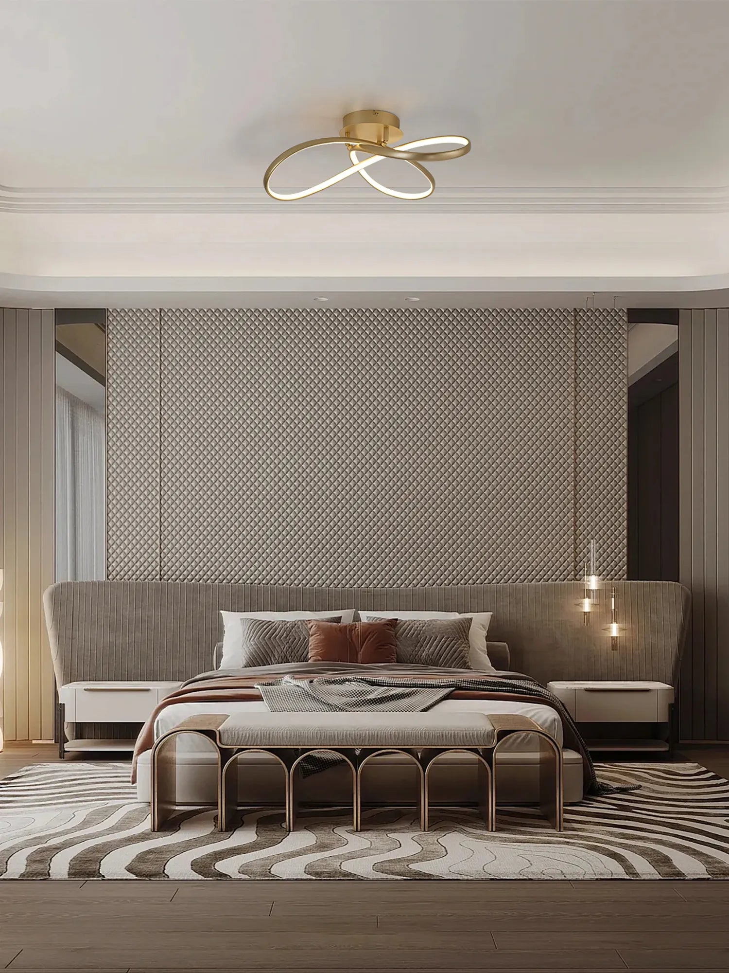 Berte Semi Flush Dimmable Looped Ceiling