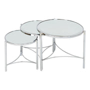 Brookville Tables Set of 3 - Silver & Mirrored Top Finish