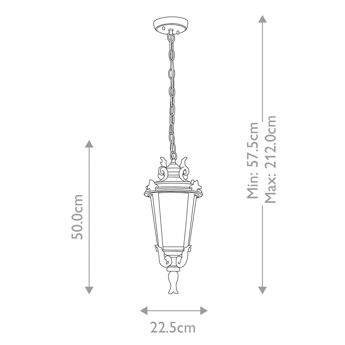 Baltimore 1 Light Medium/Large Chain Lantern - Weathered Bronze IP44 E27