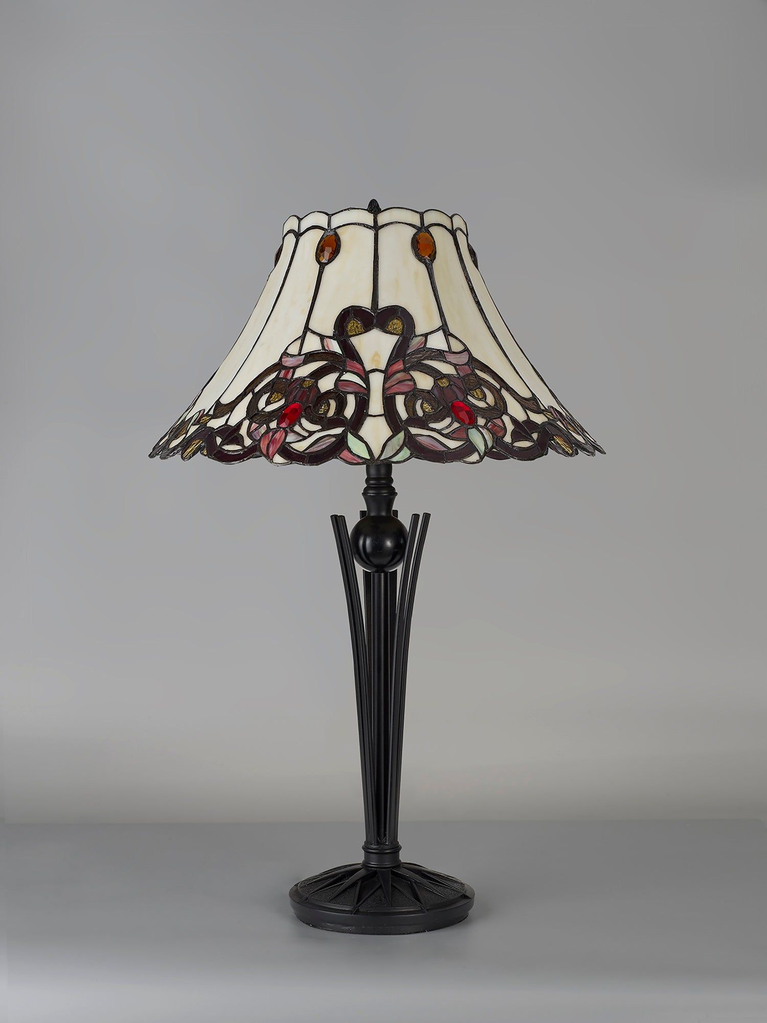 Bunny Tiffany Table Lamp, 2 x E27, Red / Orange / Crystal / Black