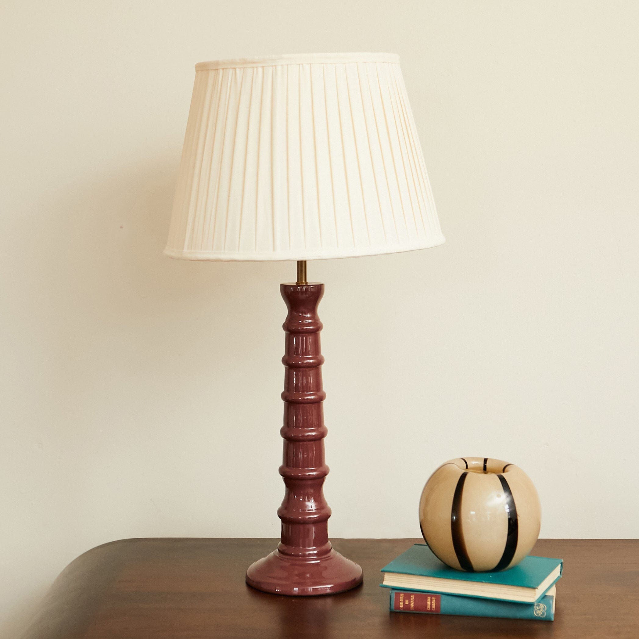 Enamel Table Lamp- Blue/ Burgundy Base w Shades Finishes