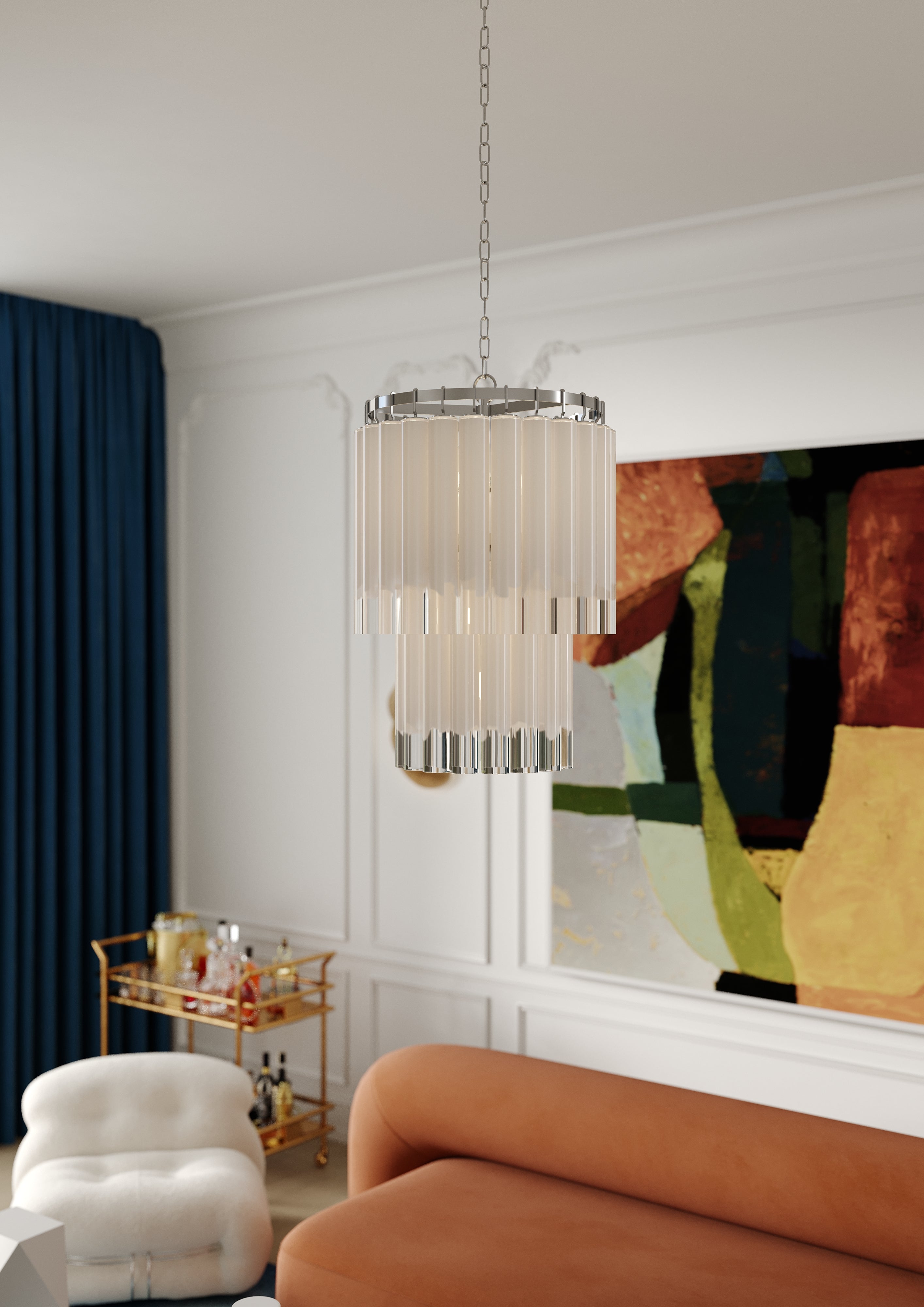 Tyrell 9Lt Pendant - Polished Nickel