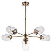 Columbus 6Lt Multi-Arm Pendant - Nickel/Antique Brass