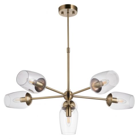Columbus 6Lt Multi-Arm Pendant - Nickel/Antique Brass