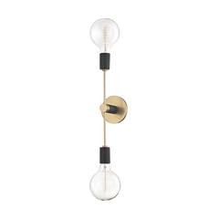 Astrid 2Lt Wall Sconce - Brass & Black