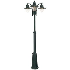 Como 3 Light Triple Head Post - Black IP54 E27