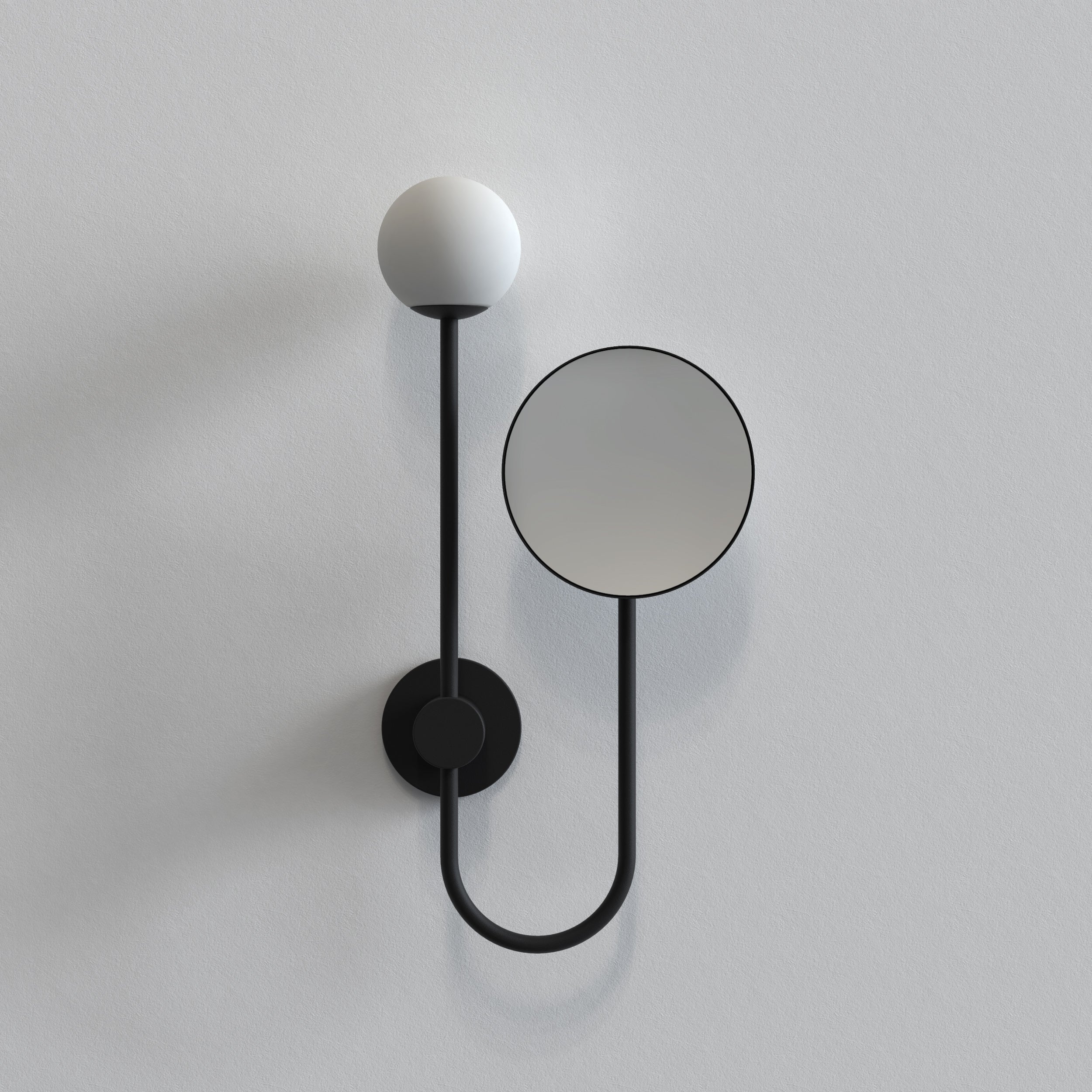 Orb Bathroom Magnifying Mirror- Polished Chrome/ Matt Black