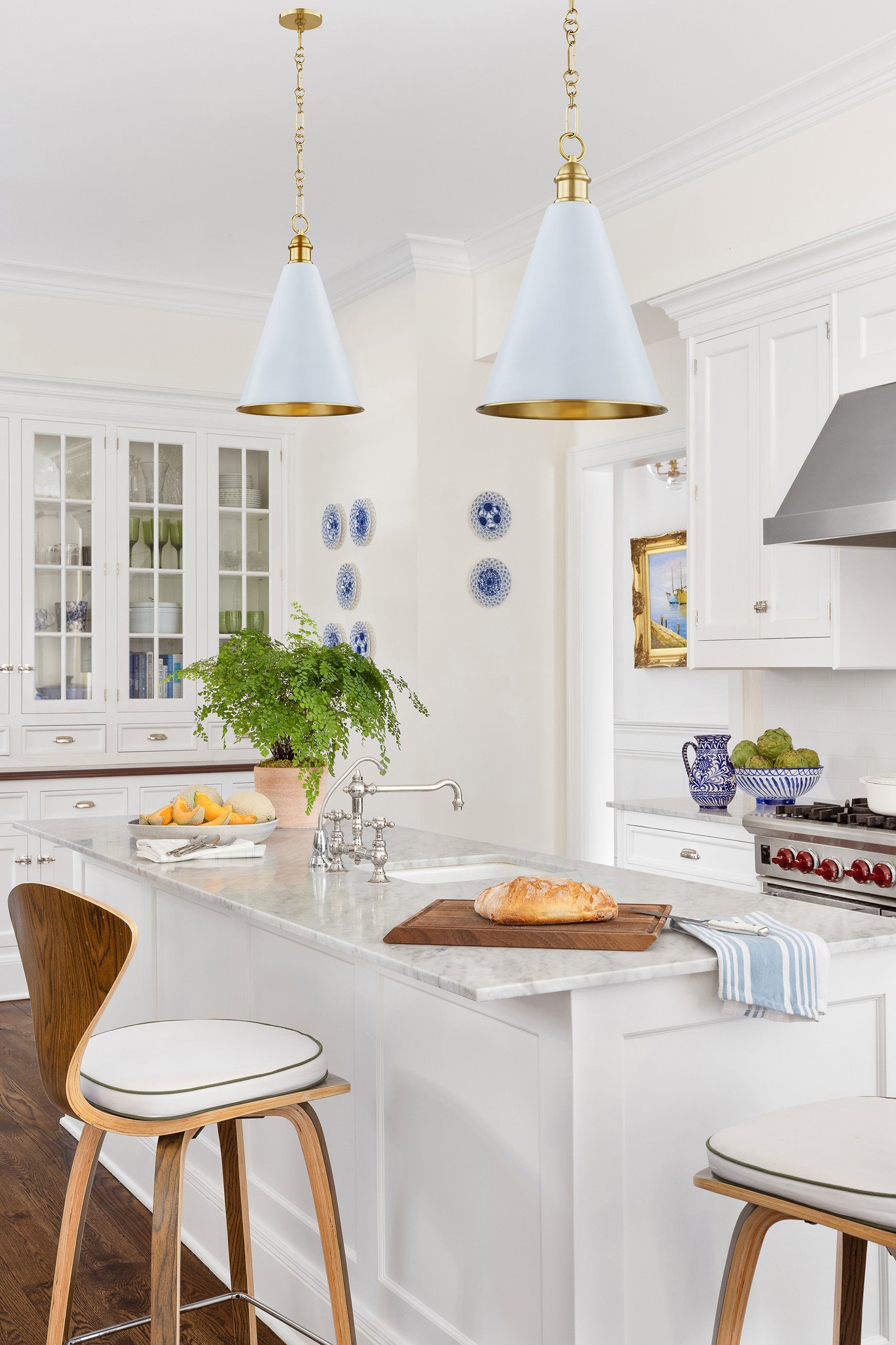 Fenimore 1Lt Pendant - White/Soft Blue