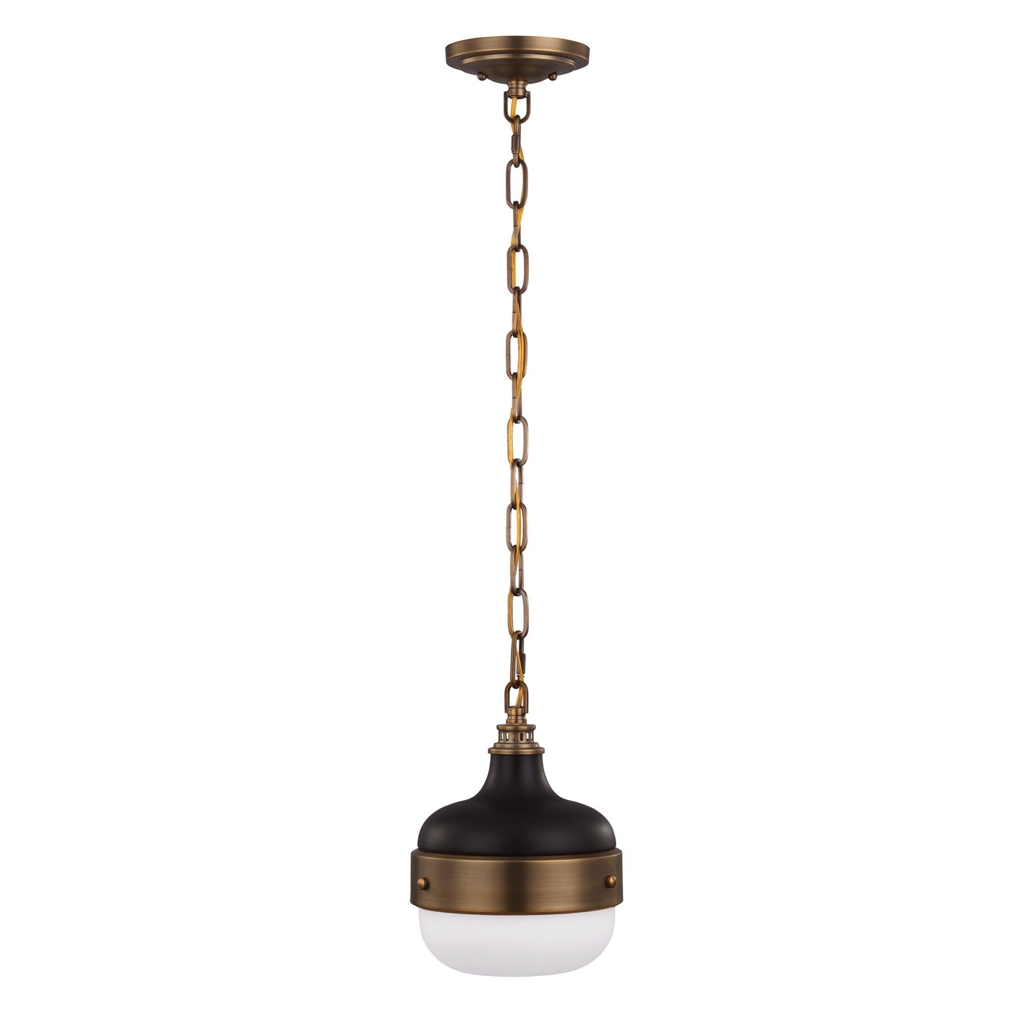 Cadence 1Lt Pendant Ceiling Light - Dark Antique Brass & Matte Black Finish