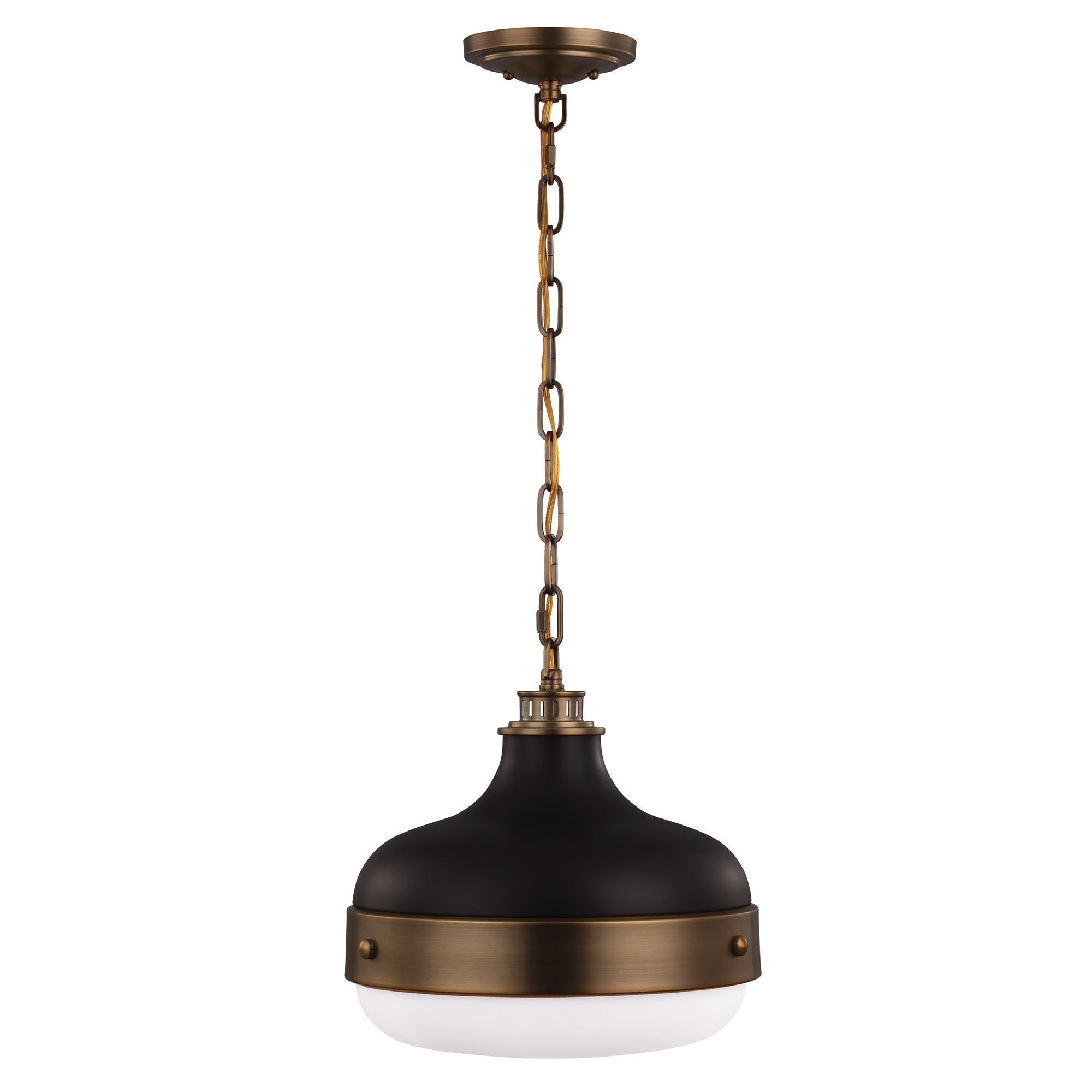 Cadence 2Lt Pendant Ceiling Light - Dark Antique Brass & Matte Black Finish