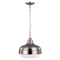 Cadence 1Lt Pendant Ceiling Light - Polished Nickel & Brushed Steel Finish