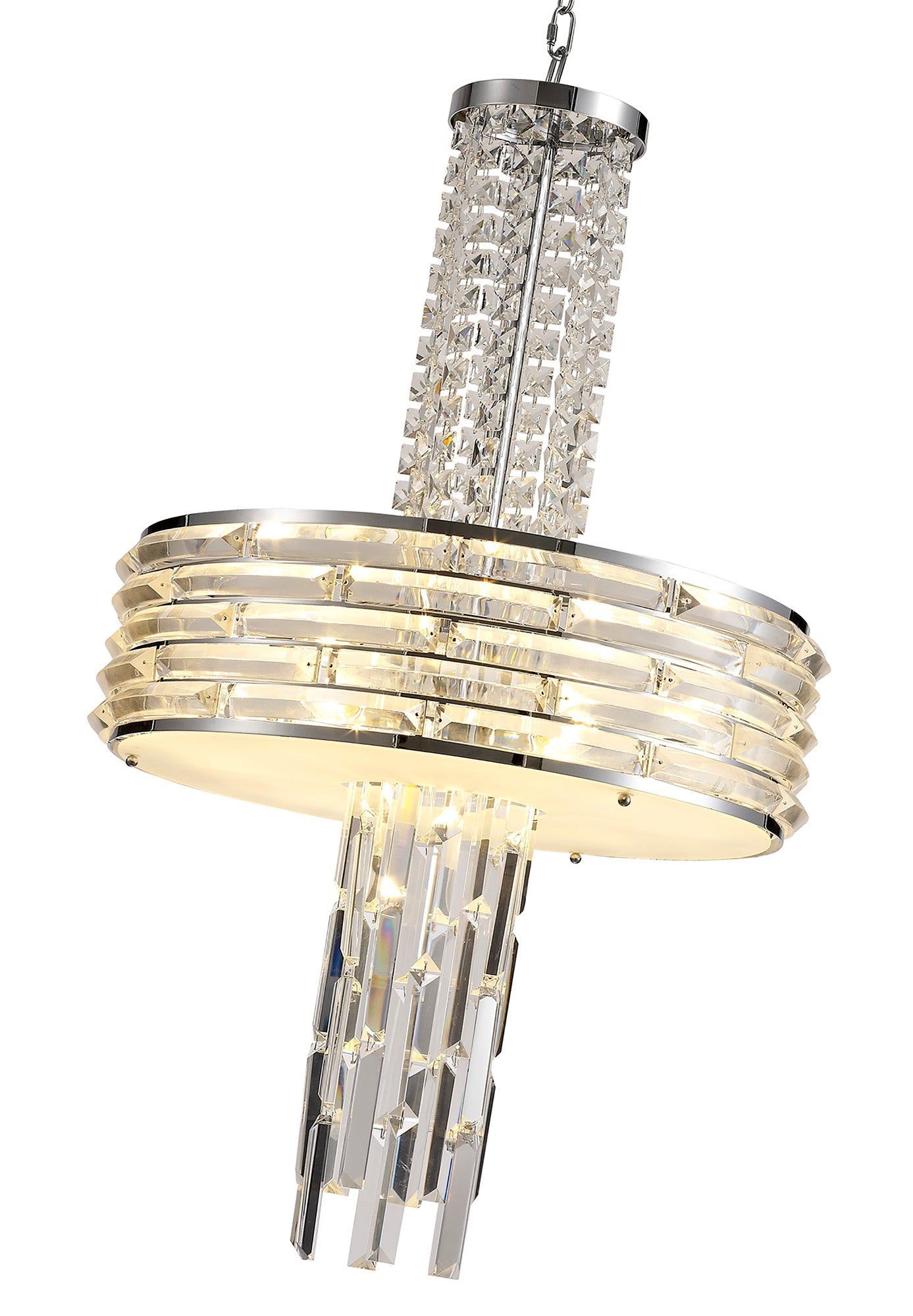 Cadwell Pendant/Semi Ceiling Convertible, 7 x E14, Polished Chrome/Crystal