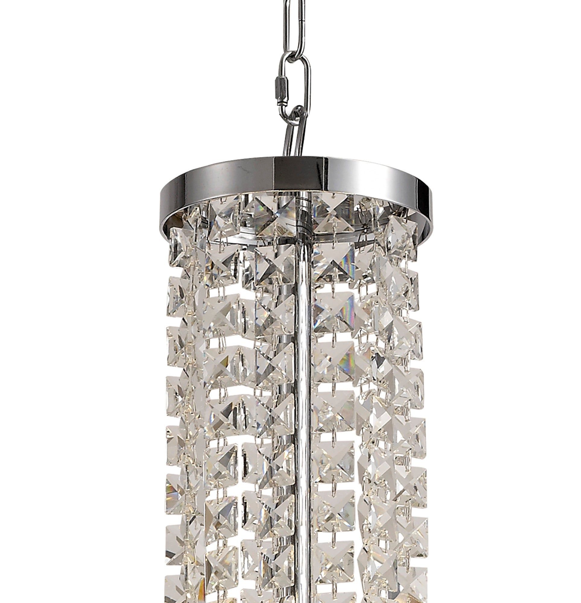 Cadwell Pendant/Semi Ceiling Convertible, 7 x E14, Polished Chrome/Crystal