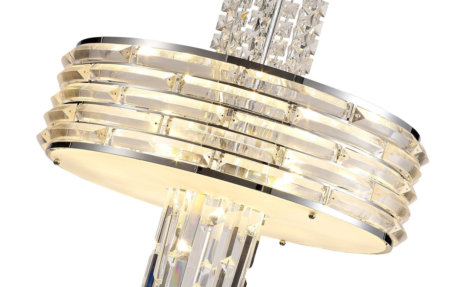 Cadwell Pendant/Semi Ceiling Convertible, 7 x E14, Polished Chrome/Crystal
