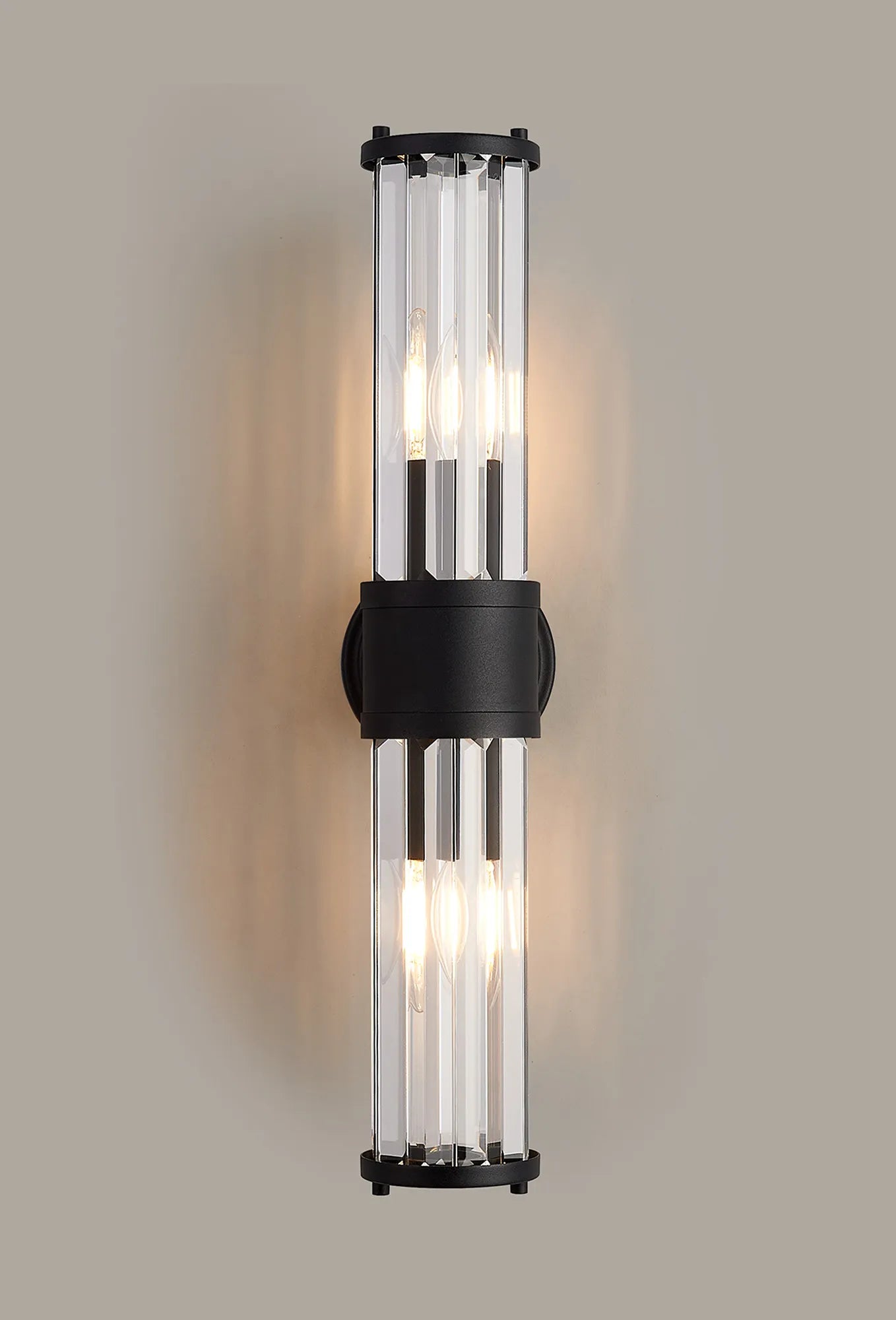Alura 2 Light Crystal Wall Up & Down, E14, IP44, Satin Black/Clear Crystal