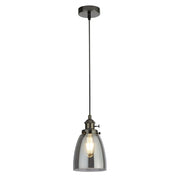 Camden Pendant - Black Chrome Metal & Smoked Glass