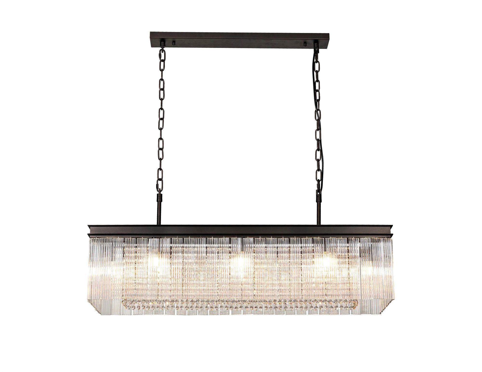 Camden Rectangular Pendant, 11 Light E14, Brown Oxide Item Weight: 15kg