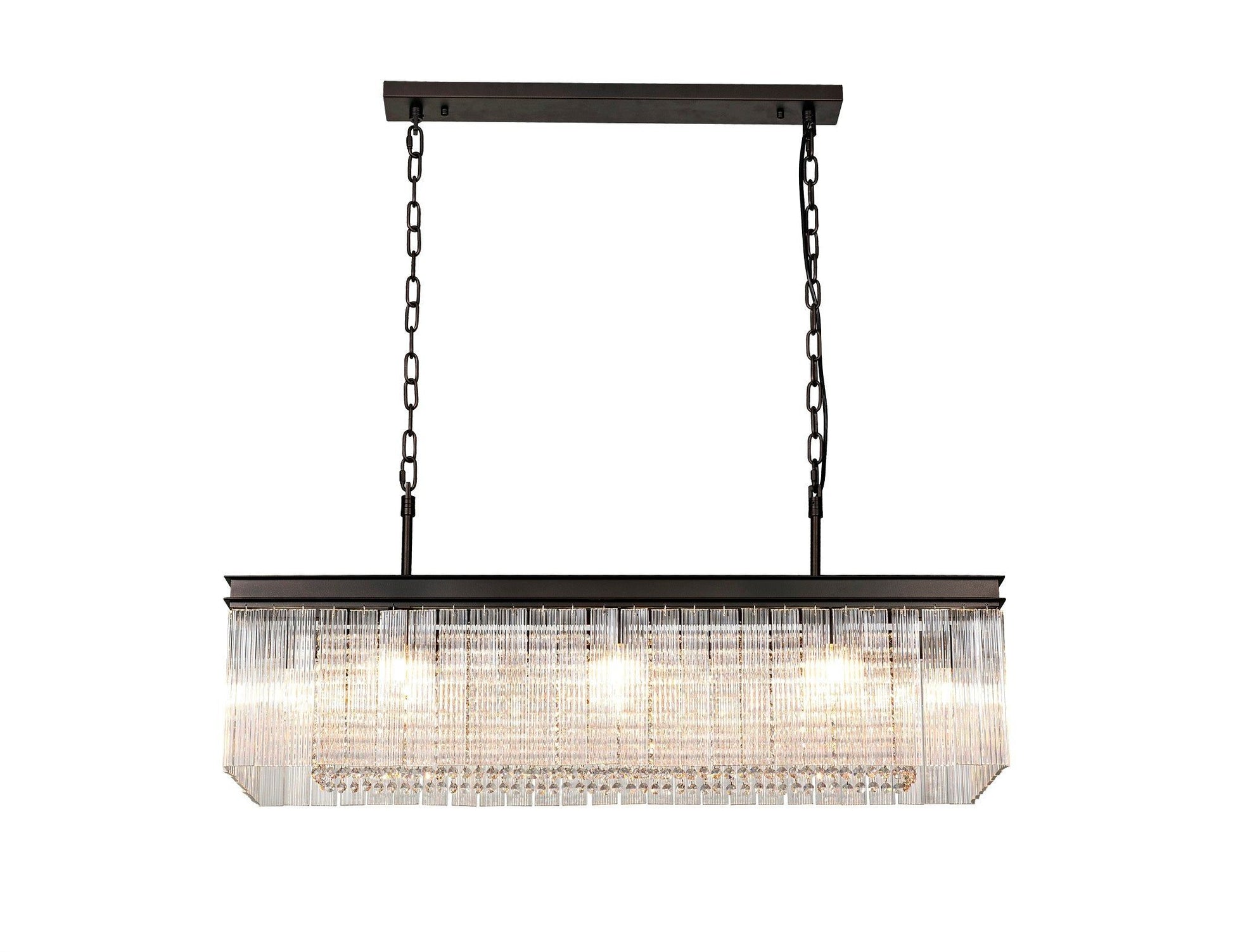 Camden Rectangular Pendant, 11 Light E14, Brown Oxide Item Weight: 15kg