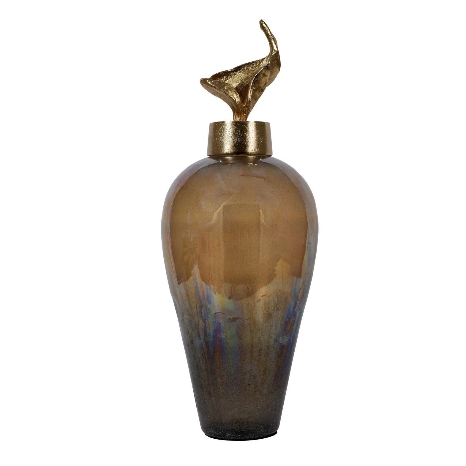 Camelot Large Jar - Amber & Gold Finish