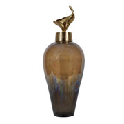 Camelot Large Jar - Amber & Gold Finish